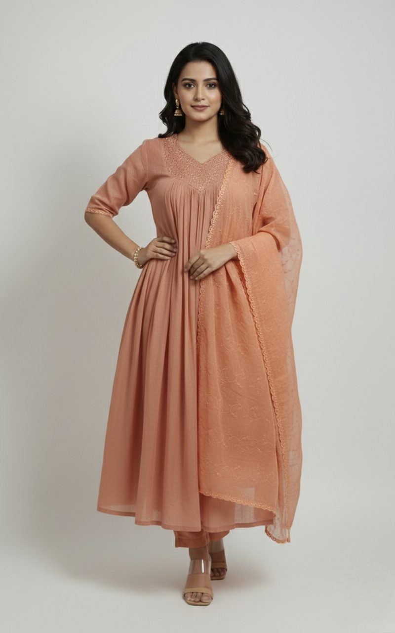 Peach Anarkali Suit