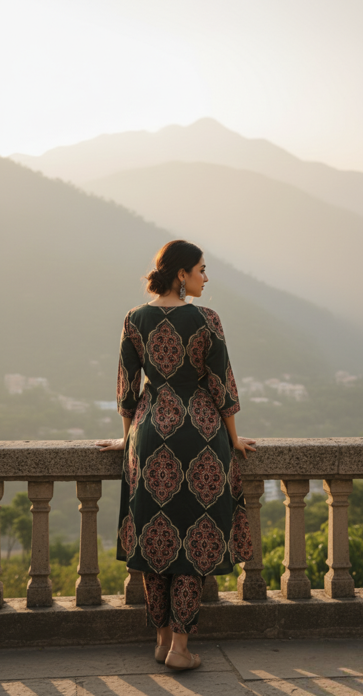 Emerald Ajrakh Set