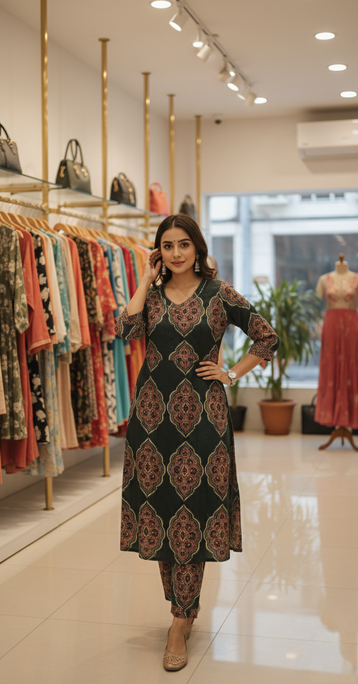 Emerald Ajrakh Set