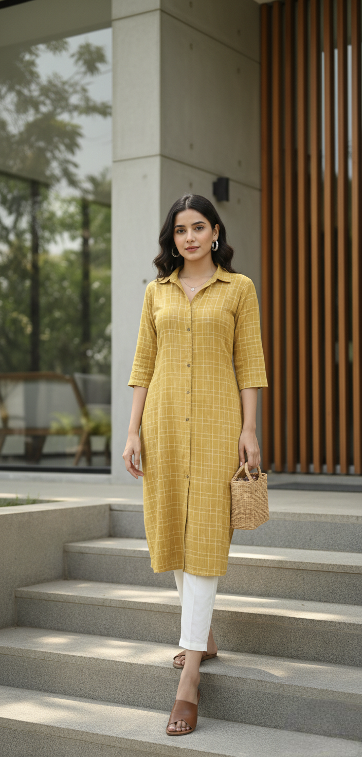 Minimal Checks Every Day Kurta