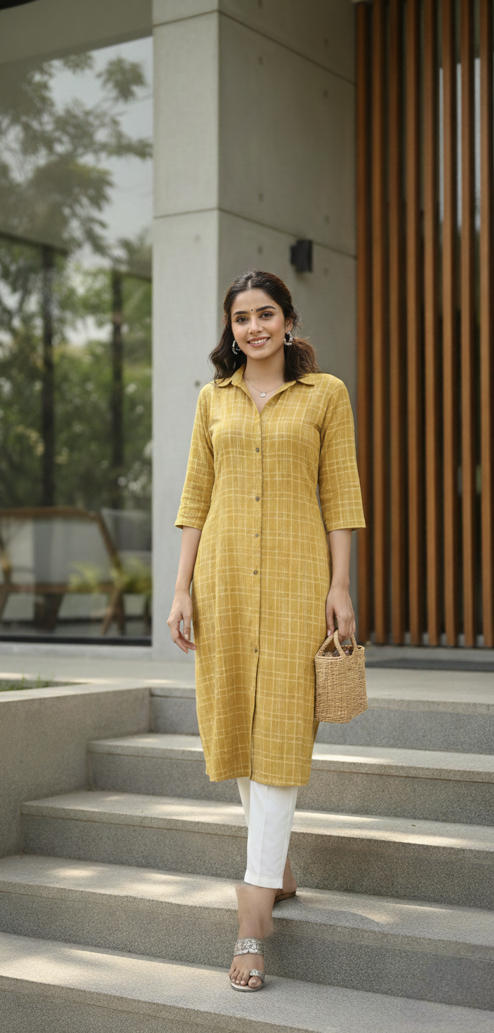 Minimal Checks Every Day Kurta