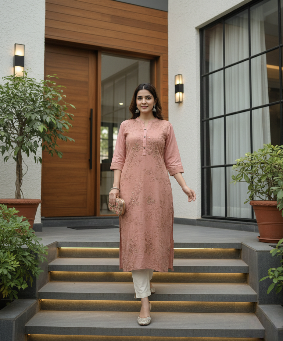 Peach Blossom Kurta
