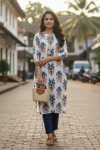Ivory indigo grace kurta