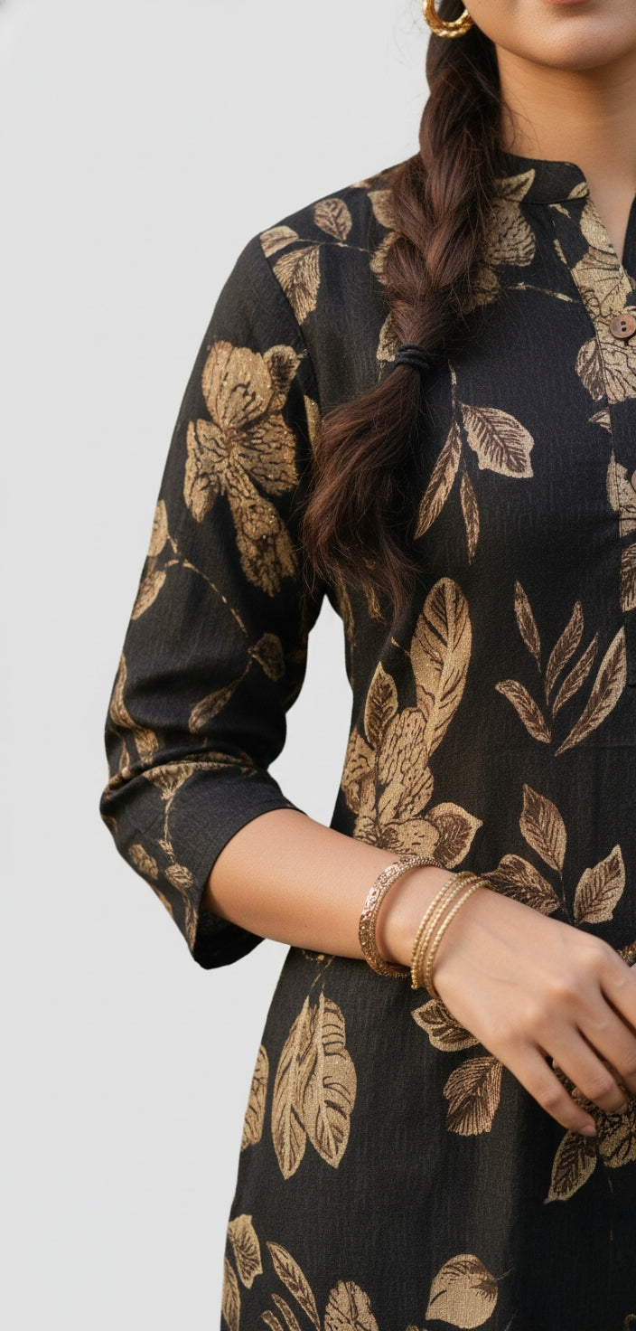 Golden petals straight kurta