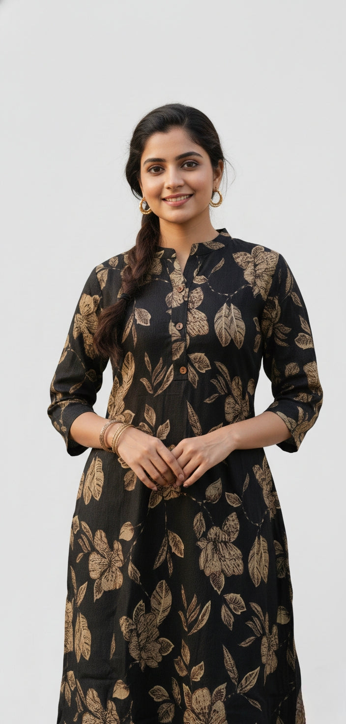 Golden petals straight kurta
