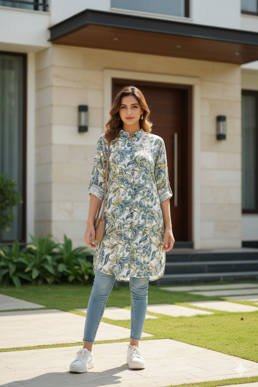 Comfort floral shirt style top