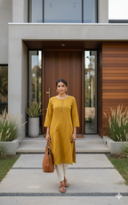 Easy wear mustard kurta