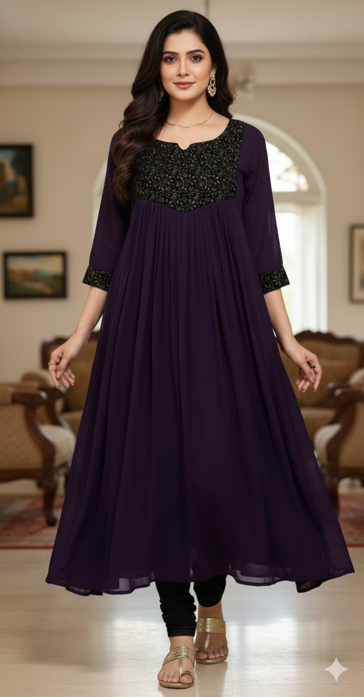 Imperial purple elegance kurta