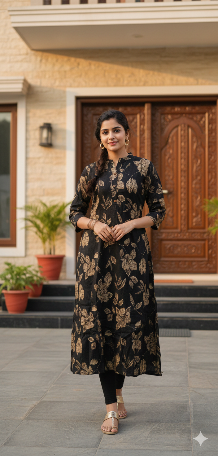 Golden petals straight kurta