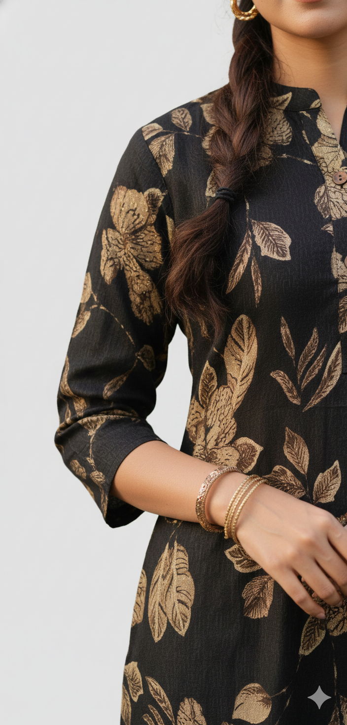 Golden petals straight kurta