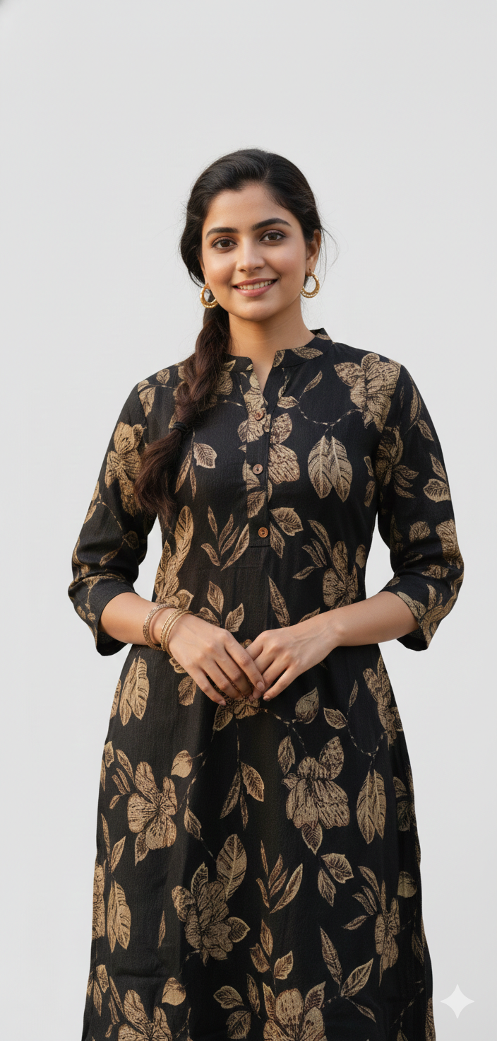 Golden petals straight kurta