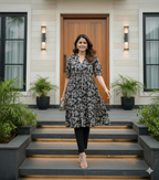 Black base with beige floral print