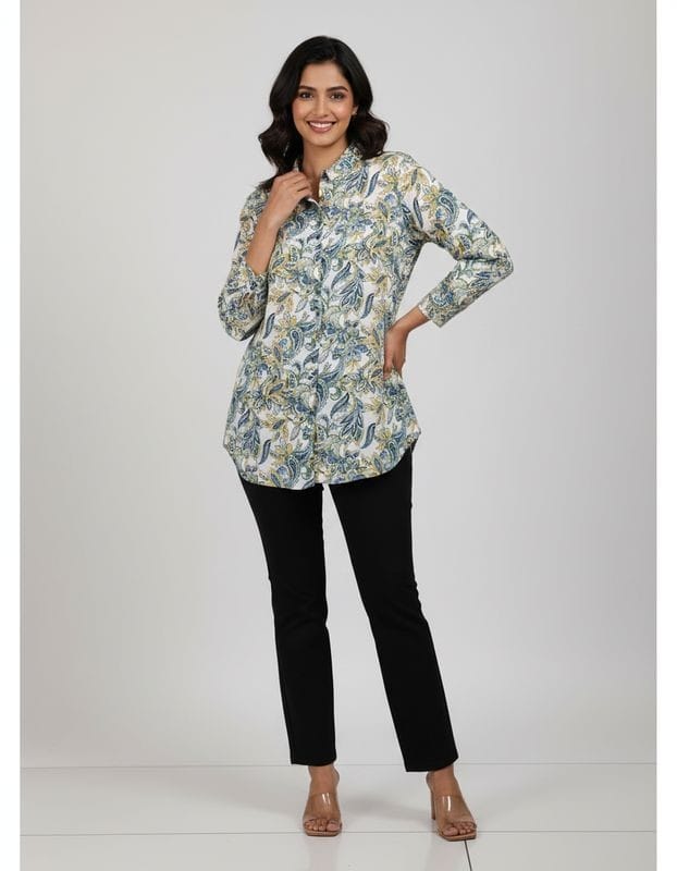 Comfort floral shirt style top