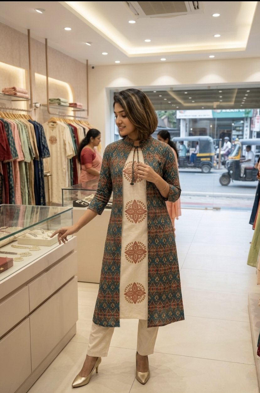 Printed Jacket Style Kurti