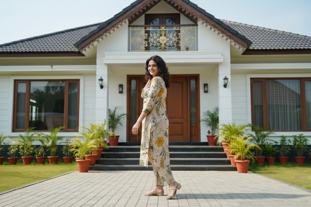 Golden petal kurta set