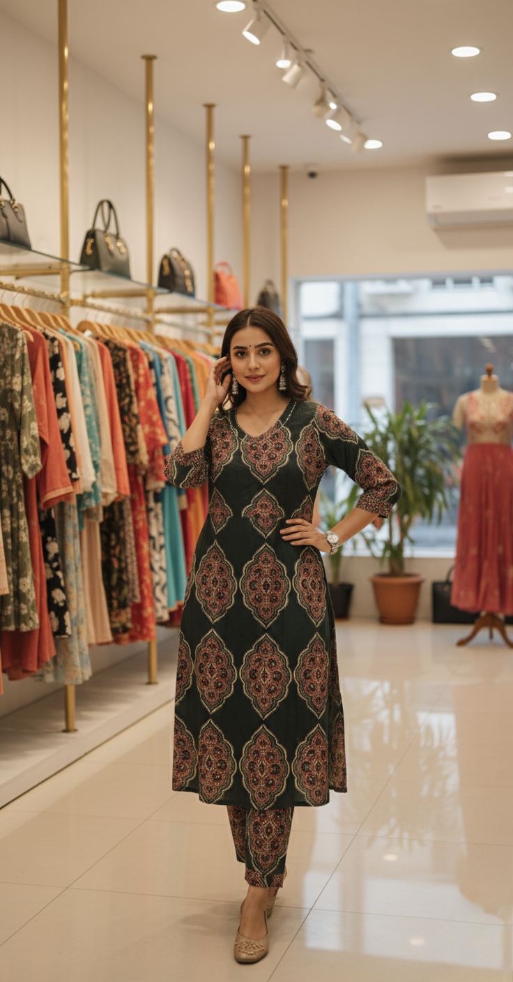 Emerald Ajrakh Set