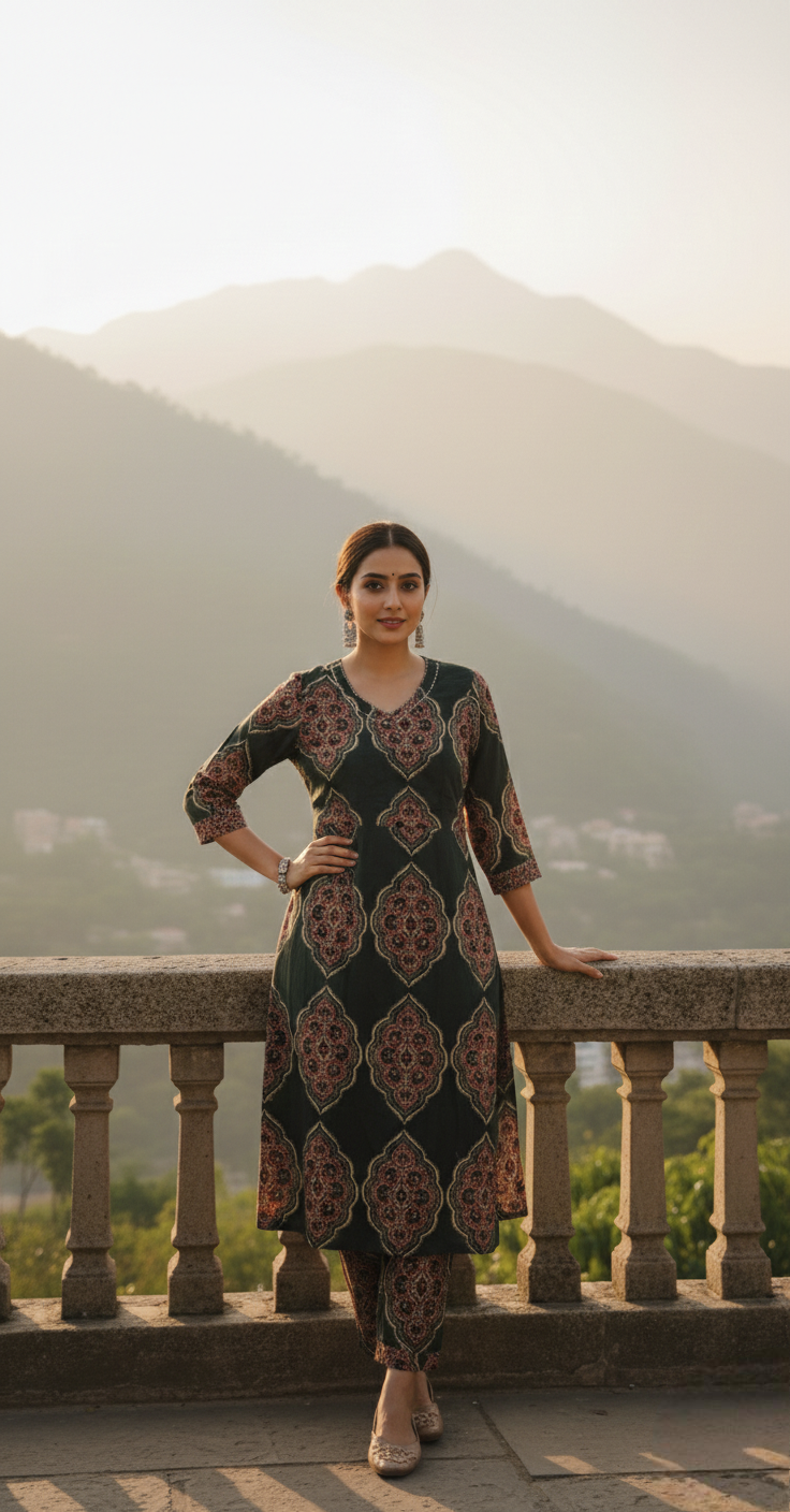 Emerald Ajrakh Set