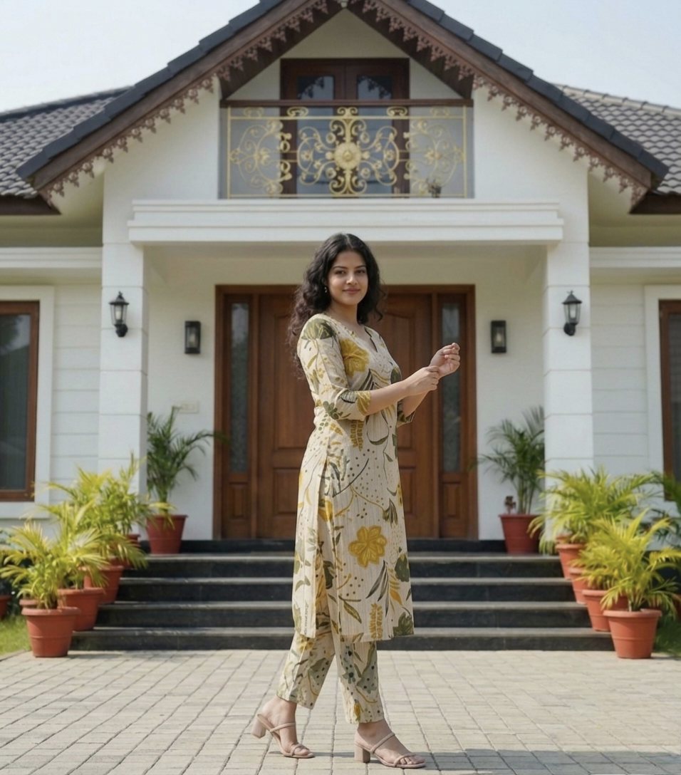 Golden petal kurta set