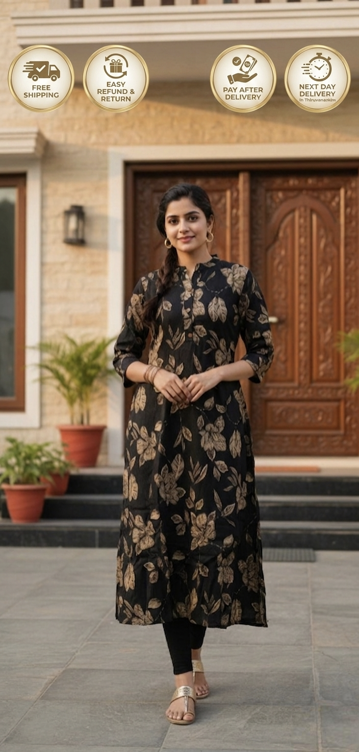 Golden petals straight kurta