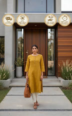 Easy wear mustard kurta