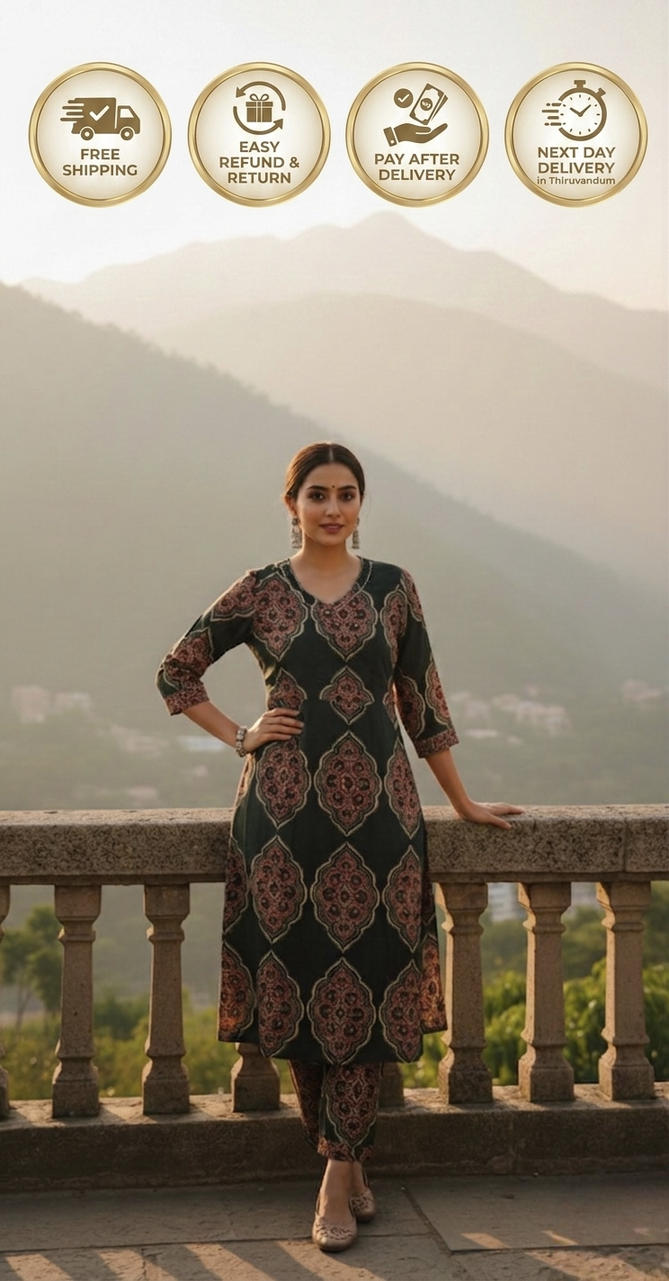 Emerald Ajrakh Set