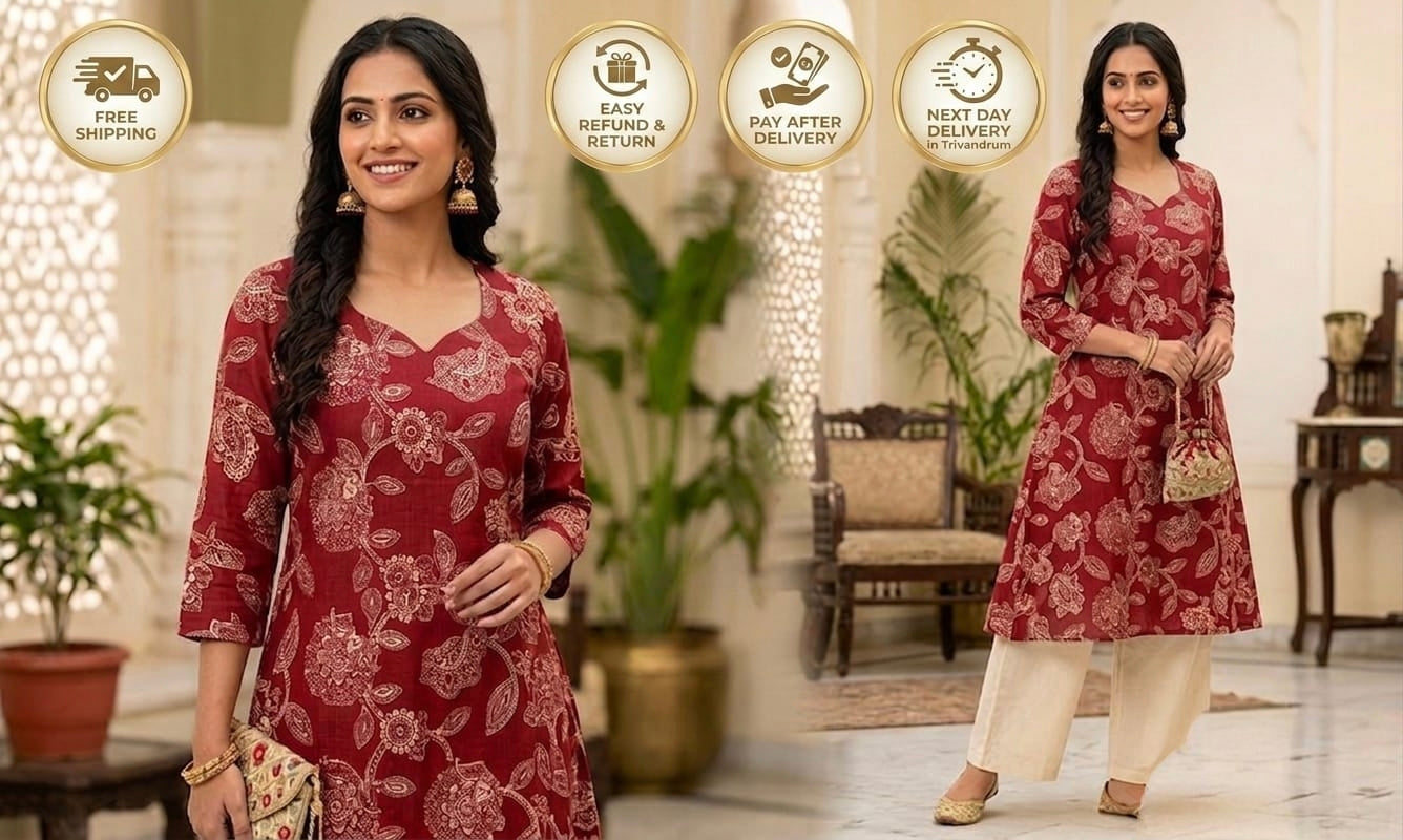 Royal Maroon Bloom Kurta