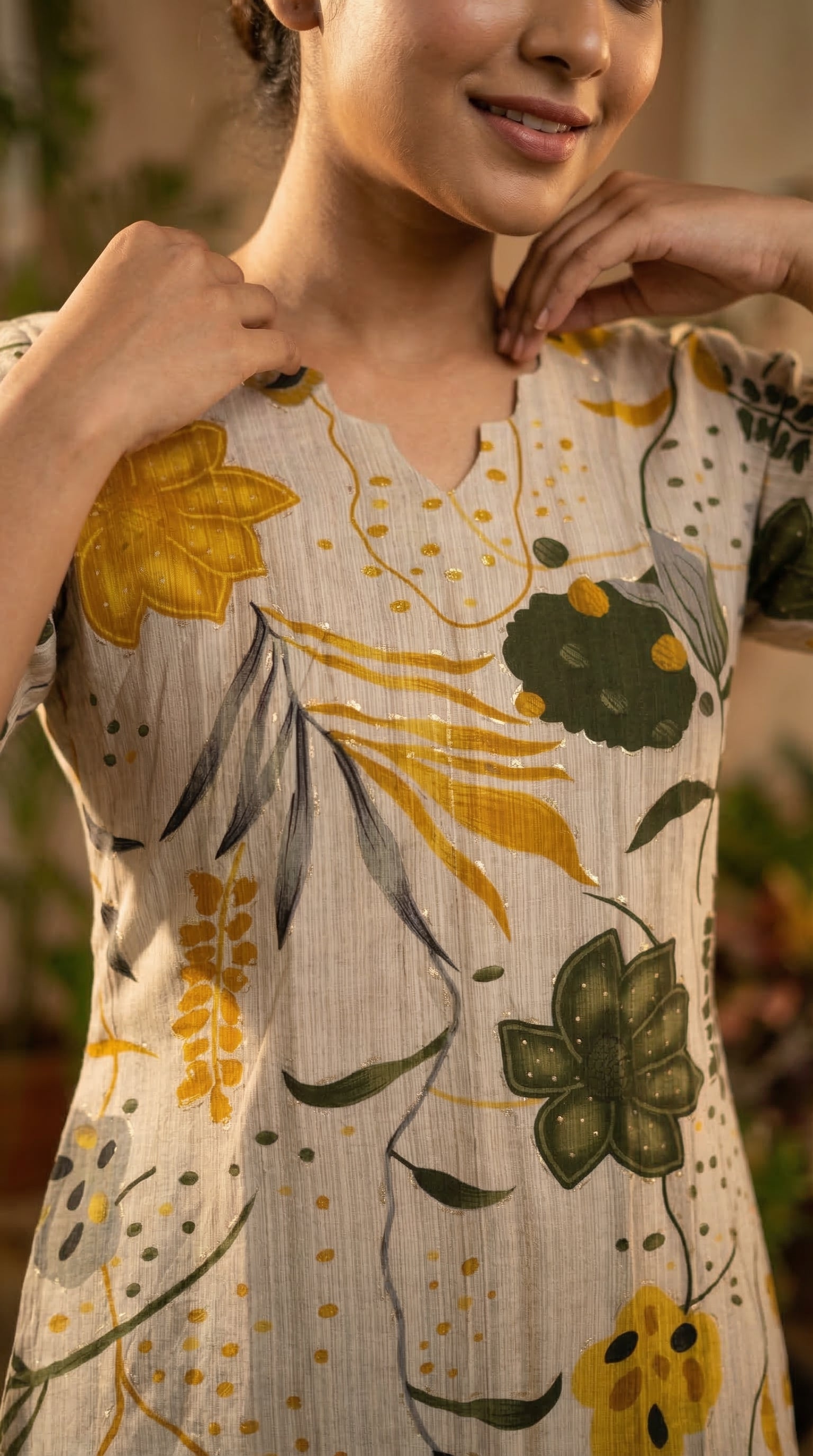 Golden petal kurta set