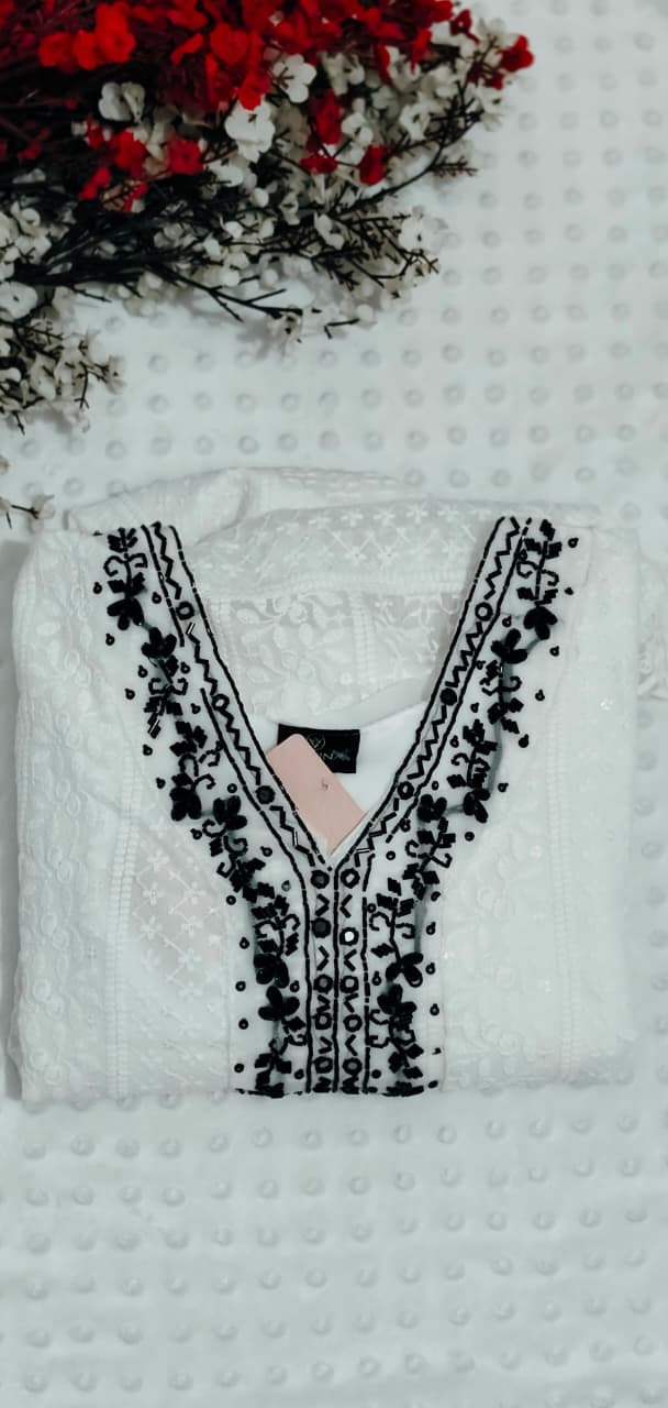 White Chikankari